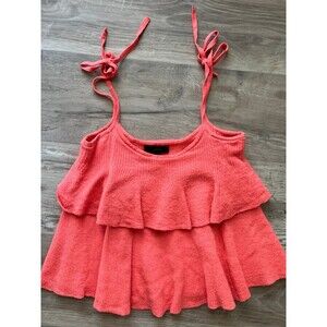 New J. crew Tank Top Peplum Boho Flowy Tie top adjustable xxs coral sweater top